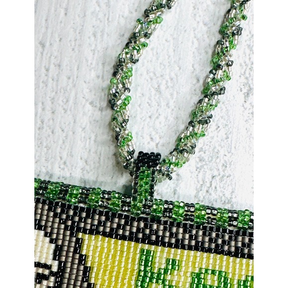 Keep It 100 Beaded Pendant Necklace Statement Native Amercan Made Medallion - Picture 5 of 11